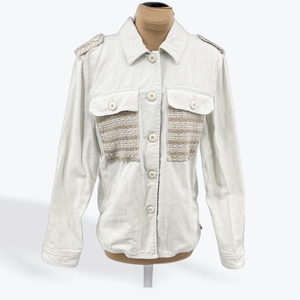 GAP Womens White Military Style Jacket Medium M Cotton Blend